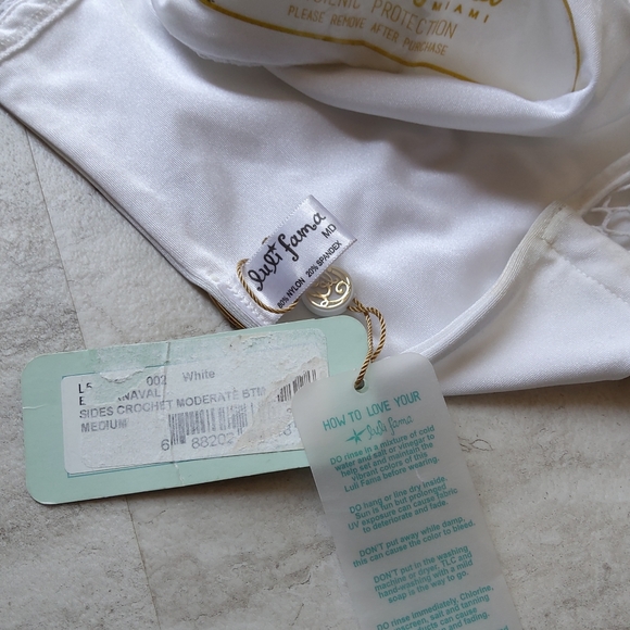 Luli Fama Carnaval White Crochet Swim Bottoms NWT IR - M - Picture 4 of 6